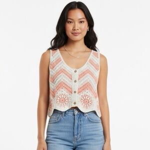 Crochet Chevron Button-Up Vest